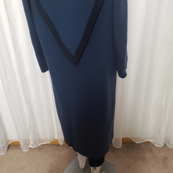Vintage Nipon Coature navy blue/deep teal wool coat unique cut size 10 - Picture 10 of 13